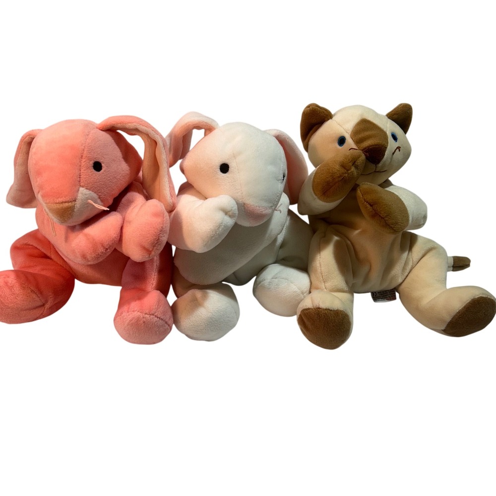 Vintage Lot TY Pillow Pal Beanie Buddies Plush Pink White Bunny Siamese Cat